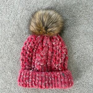 American Eagle Outfitters Pink Knit Hat with Pom-Pom
